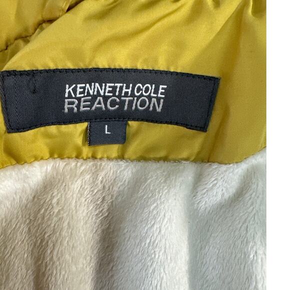 Kenneth Cole Reaction Bright Yellow Down Quilted Puffer Jacket Coat Women Large - Picture 8 of 9